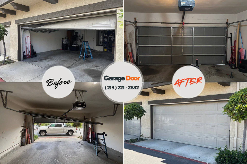 Before and after: garage door repair Ocean Park, WA